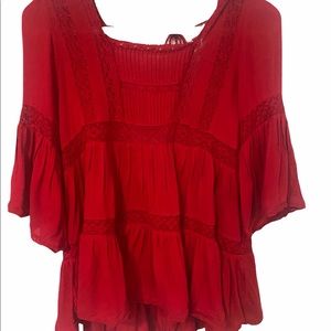 Close Out 🚨 4 for $20 (Bundle price)Altar’D State  Crimson Red Flowing BOHO Top